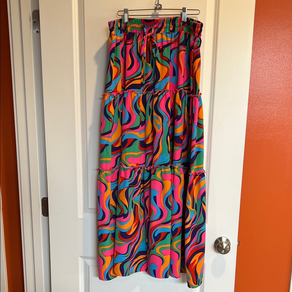 Vibrant Swirl Maxi Skirt